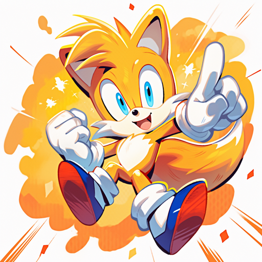 Playful pop art-inspired illustration of Tails, the Nintendo character from Sonic.
