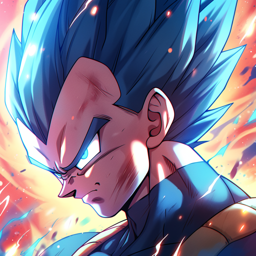 Vegeta from Dragon Ball Super, displaying epic rage with a glowing aura.