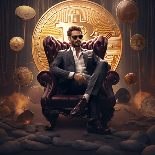 Digital Bitcoin emblem on a vibrant background.