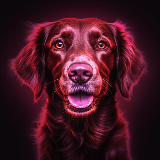 Playful dog with vibrant shades of red.