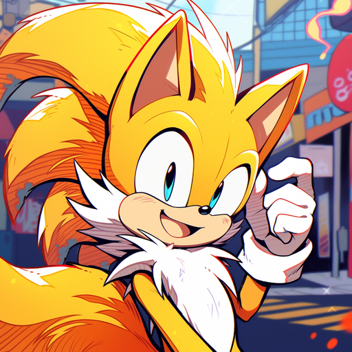 Tails, a popular character from Sonic the Hedgehog, in a vibrant pop art style.