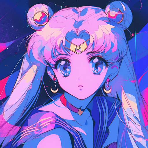 Sailor Moon-inspired neon 90s aesthetic artwork.