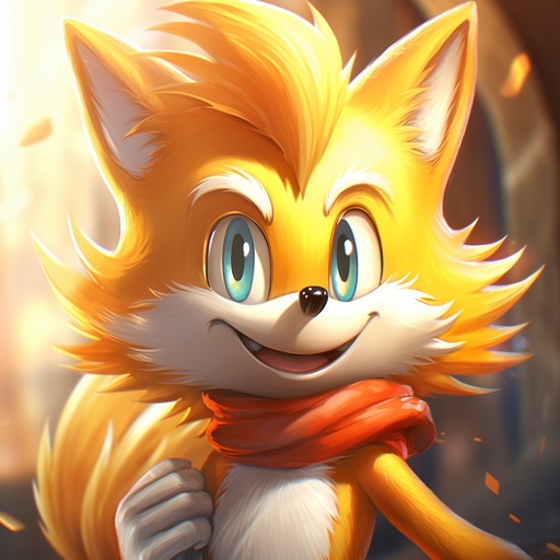 Sonic the Hedgehog-inspired artwork of Tails, a cheerful fox with two tails.