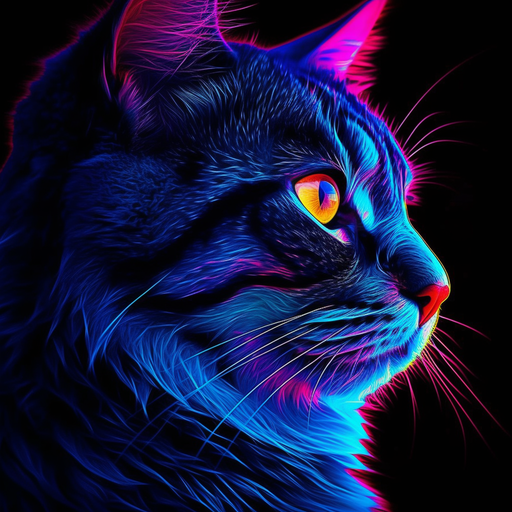 Abstract neon cat silhouette on a vibrant background.