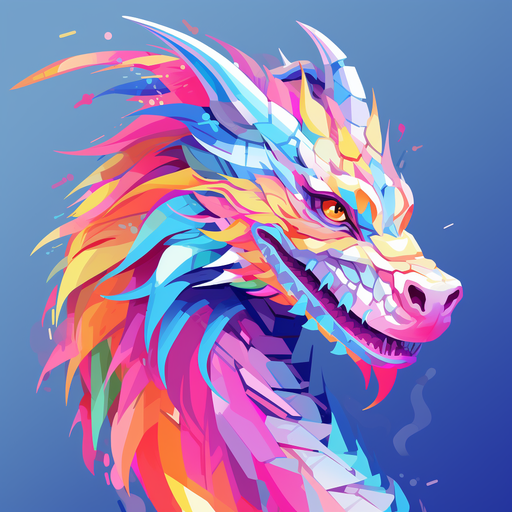 Colorful dragon illustration in flat vector art style, symbolizing power and strength.