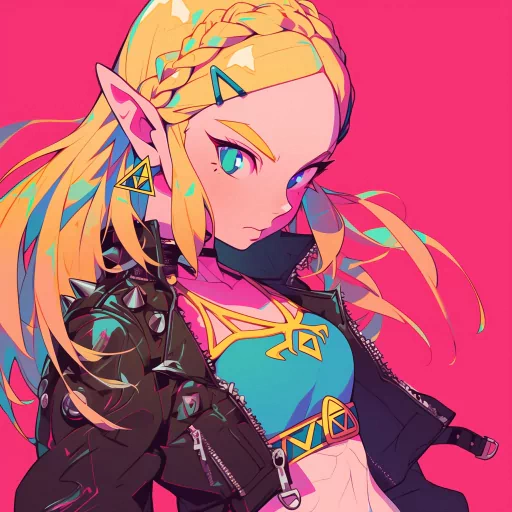 Stylized avatar of Princess Zelda with a pink background, featuring vibrant anime-style artwork for a profile picture.
