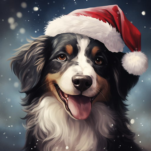 Festive dog with Santa hat, celebrating Christmas