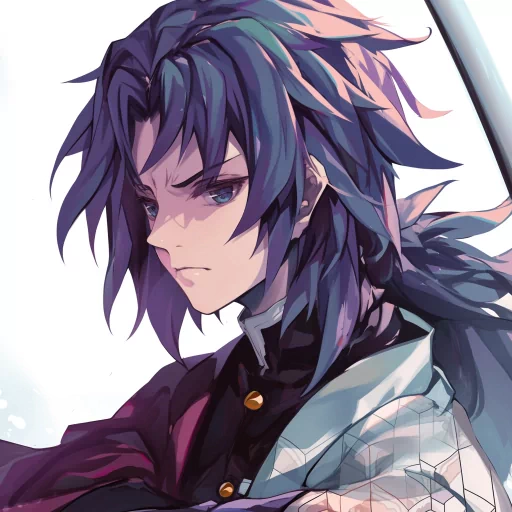 Illustrated profile picture of an anime character with dark hair and an intense gaze, showcasing a striking design suitable for an avatar or social media profile.