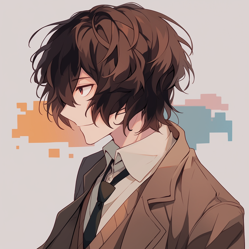 Dazai portrait with vibrant colors and artistic styling.