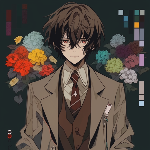 Dazai's profile picture with a colorful artistic touch.