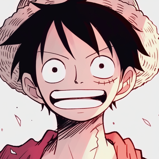 Luffy, the main character of One Piece manga, wearing a determined expression.