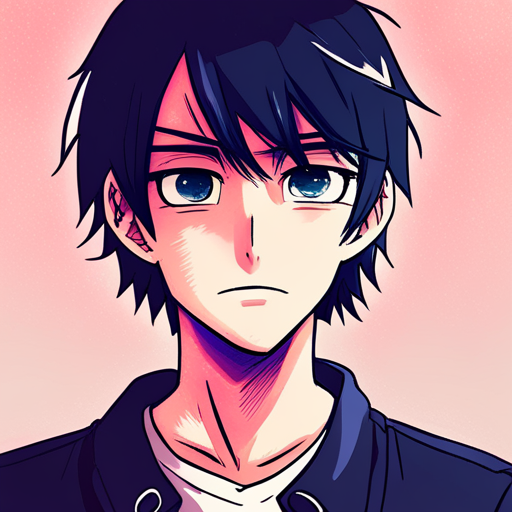 Sad anime boy with vintage filter