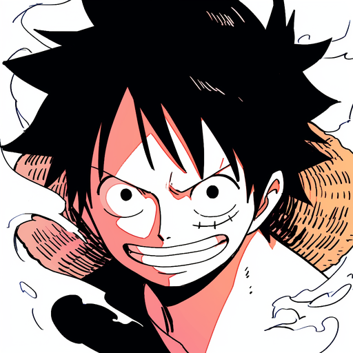 Smiling portrait of Luffy, the manga character from the One Piece series.