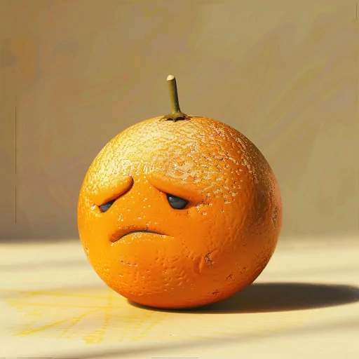 Orange cartoon avatar with a sad expression, suitable for a profile photo or PFP, with a textured background.