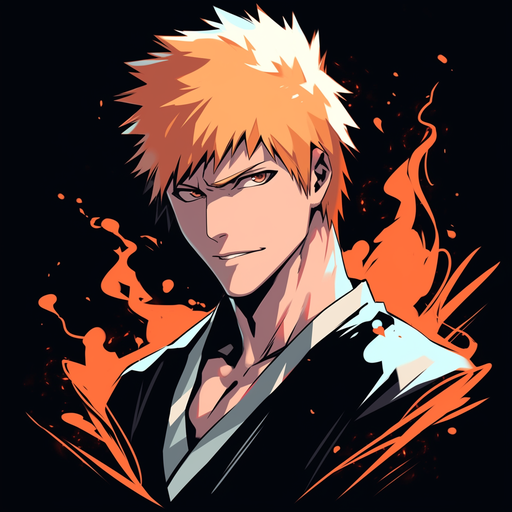 Ichigo Kurosaki, a character from Bleach anime, depicted in pop art style.