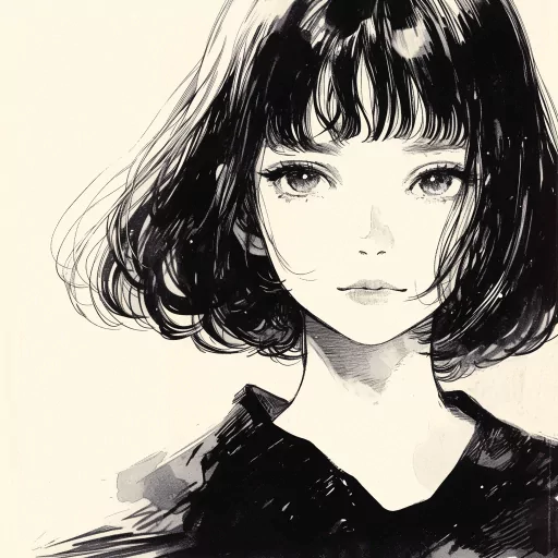 Manga style avatar featuring a female character with bob haircut for profile picture use.