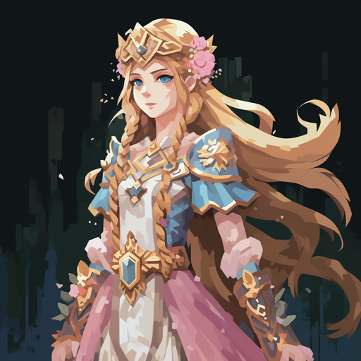 Princess Zelda, portrayed in pixel art.