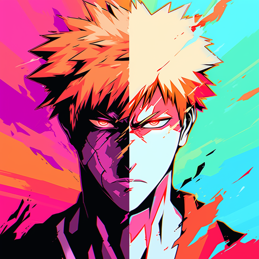 Ichigo Kurosaki from Bleach in vibrant pop art style.