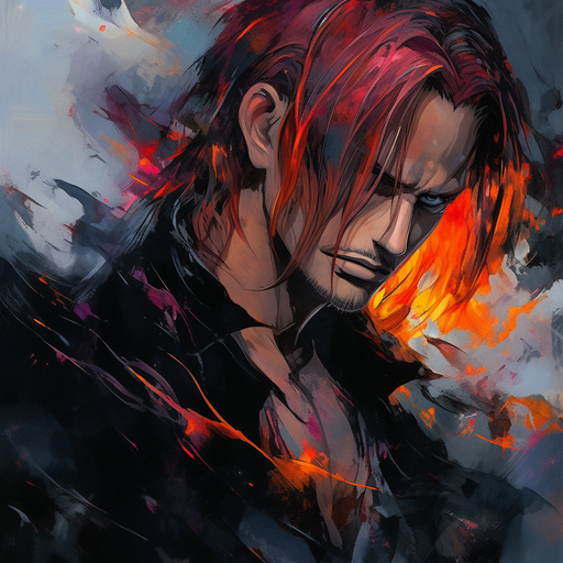 Shanks from One Piece in an oil painting style with visible brushstrokes and vibrant colors.