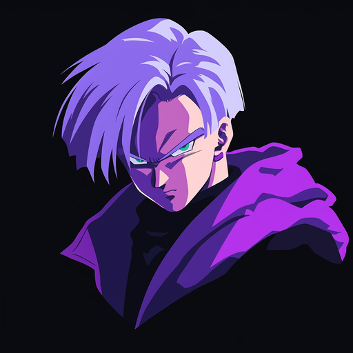 Minimalist vector image of Trunks from Dragonball anime.