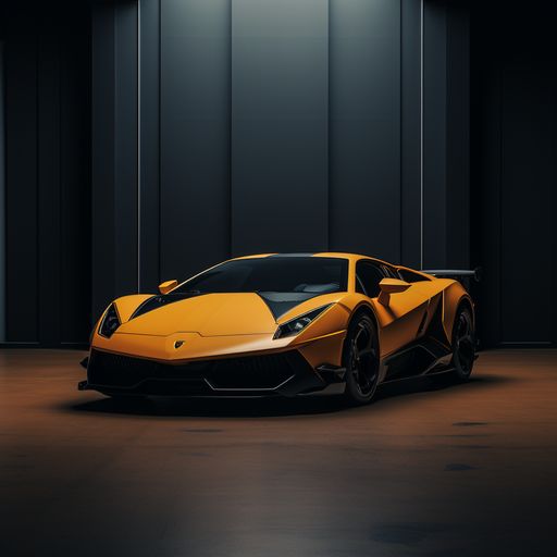 Lamborghini minimalist car on black background.