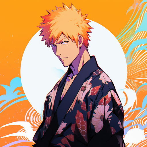 A stylized anime character from Bleach, with colorful niji-inspired visual elements.