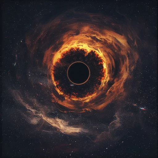 Black hole-themed avatar with swirling orange and yellow accretion disk against a starry space background for a profile picture.