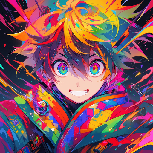 Colorful anime character with a cool and epic vibe.