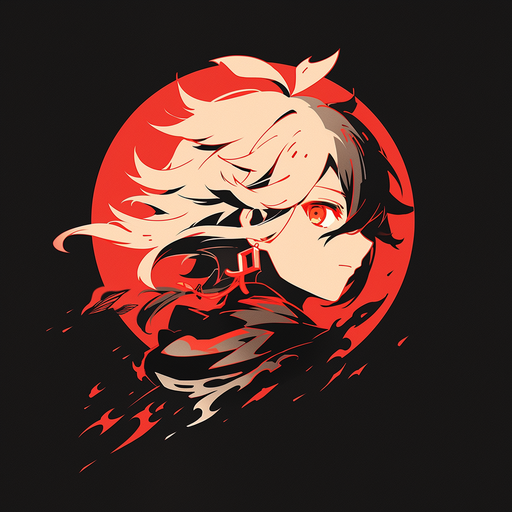 Kazuha, a minimalist profile picture in amoled style from Genshin Impact video game.