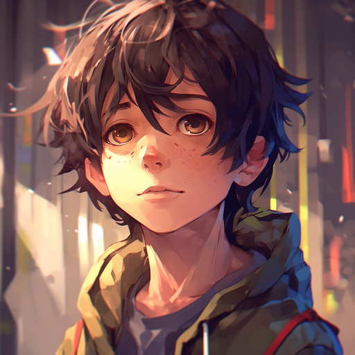 Stylized artwork of a matte anime boy with artistic vibes.