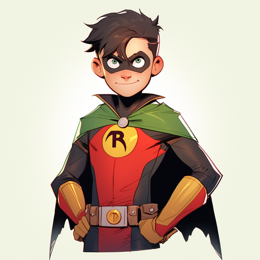 Teen Titans Robin in Studio Ghibli anime style with a colorful background.