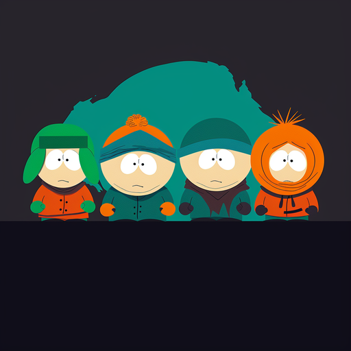 South Park character in minimalistic style wearing an orange parka.