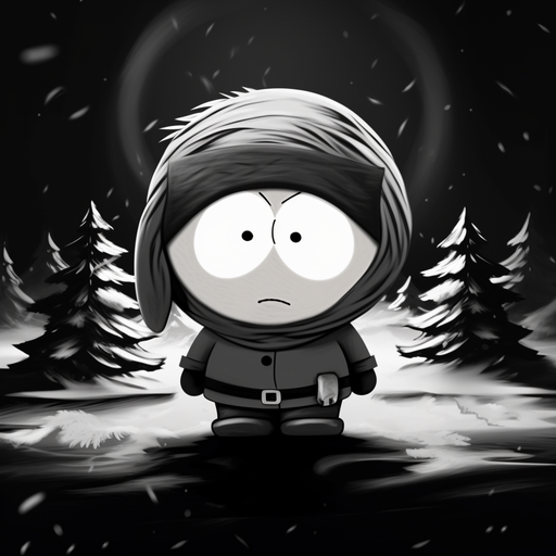 South Park character wearing a black and white profile picture frame.