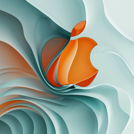 Creative Apple logo-inspired avatar with abstract wave design in blue and orange tones.