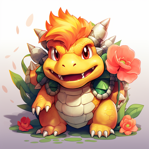 Bowser, the iconic video game character, depicted in a cute and playful manner.
