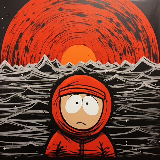 South Park characters in relief printmaking style.