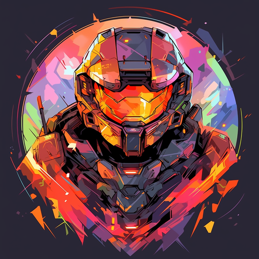 Master Chief, a vector art picture representing the iconic character from a video game.