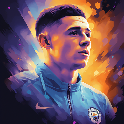 Phil Foden portrait with vibrant colors and artistic style.
