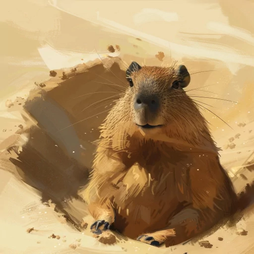 Illustrated capybara avatar with a warm brown and beige color palette, ideal for a profile picture or social media PFP.