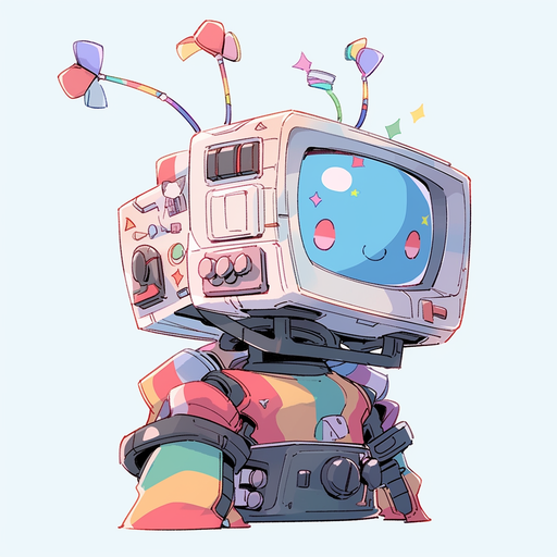 Kawaii robot with a CRT monitor head.