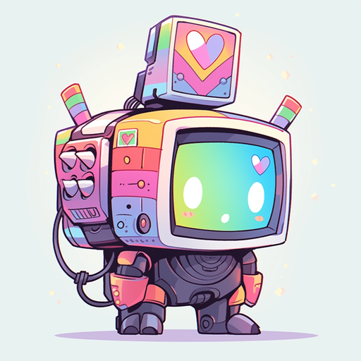 Cute robot with a CRT monitor head.