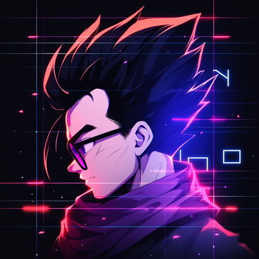 Sleek synthwave-inspired profile picture of Gohan