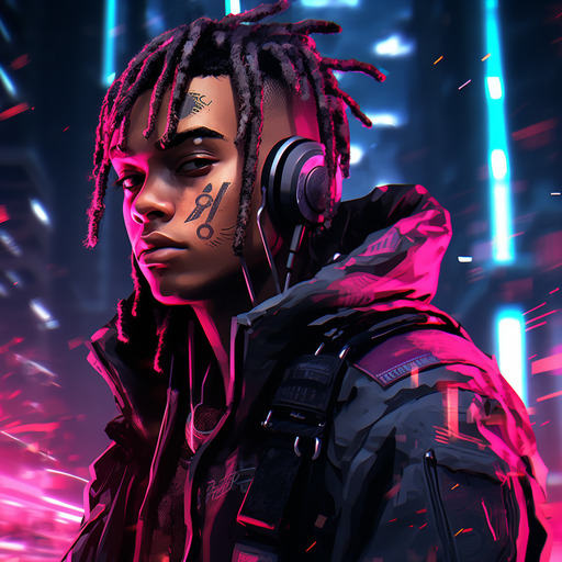 Cyberpunk-style profile picture of rapper xxxtentacion