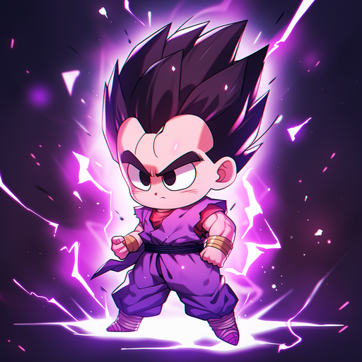 Chibi-style depiction of Gohan from the anime, depicting a friendly and youthful character.