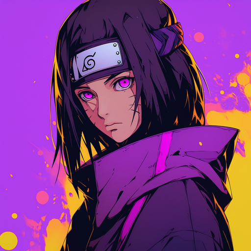 Purple and yellow Itachi-themed profile picture.
