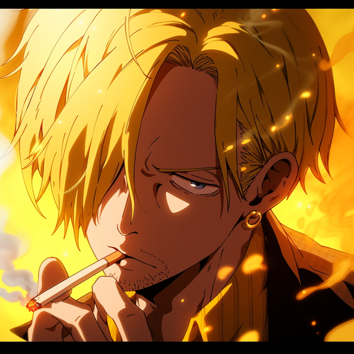 Sanji from One Piece with a golden sheen and vibrant colors.