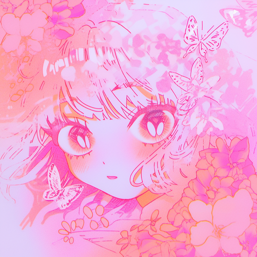 Anime girl with risograph style coloring in a profile picture (PFP).