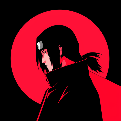Itachi Uchiha, a minimalist profile picture (PFP), representing his iconic character design.