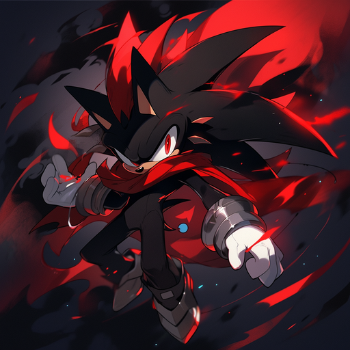 Shadow the Hedgehog with a dark and intense expression.
