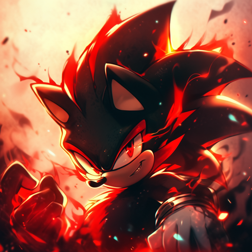 Shadow the Hedgehog standing confidently, with an intense gaze, radiating a sense of power and mystery.
